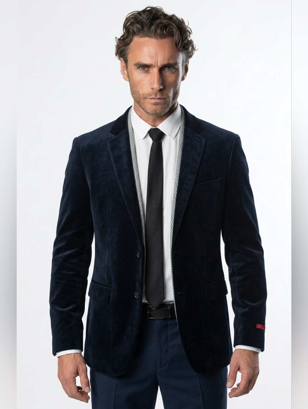 Men's Alfani Evening Velvet Blazer in Deep Navy (Slim Fit)